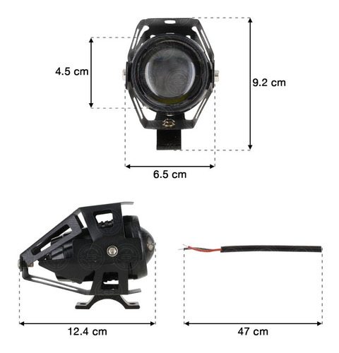 Faro Led Lupa Auxiliar U5 Estrobo Carcasa Moto Universal