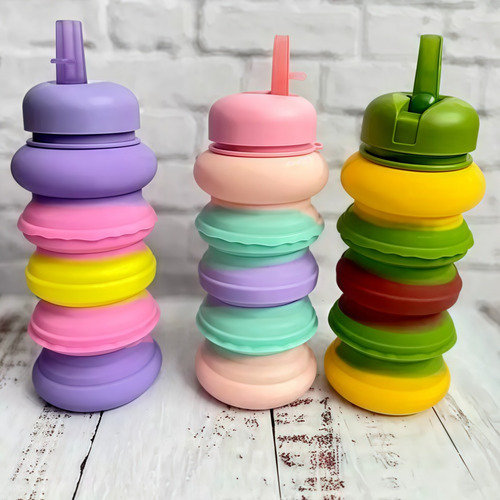 Botella Plegable De Silicona Diseño Hamburguesa 550ml