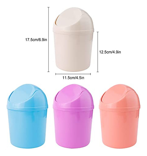 Mini Papelera Plástica Con Tapa Abatible + 120 Bolsas De