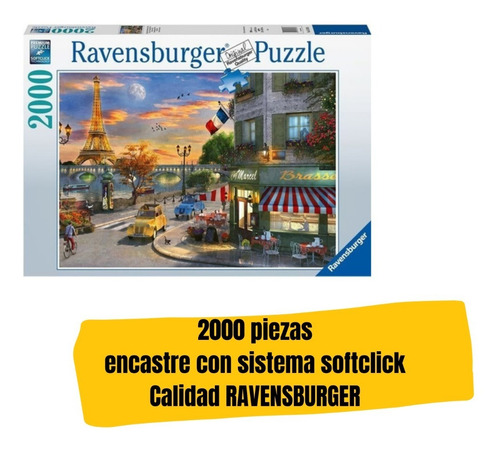 Imagen 4 de 7 de Rompecabezas 2000 Pzs Ravensbuger Puesta Del Sol En Paris