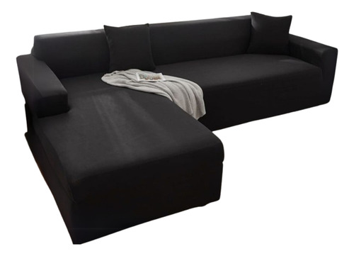Funda Elástica Cubre Sofa Liso Tipo L 3+3 Cuerpos Ajustable