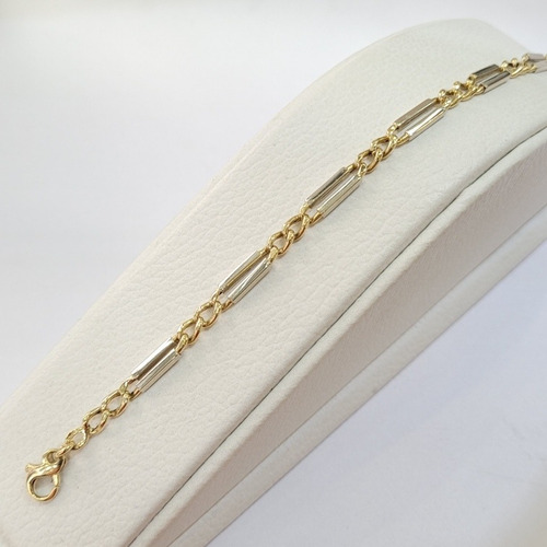 Imagen 1 de 2 de Pulsera Combinada Oro 18kts 5,6grs 18cm Brumat
