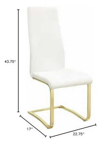 Silla Lateral Alta Blanca Y Latón Rústico (set De 4)