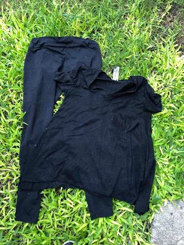 Lote Pantalón Y Remera Negra Talle 2 (tw) De Algodón Spandex