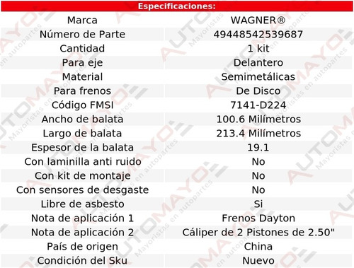 Juego Balatas Semimetalicas Del Ln800 V 8 8.2l 84-85 Wagner