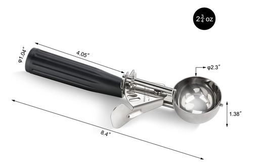 Cuchara Cucharas Para Helados Acero Inoxidable Profesional Negro