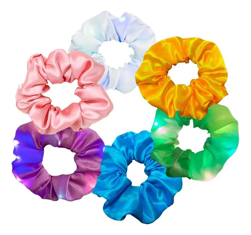 Pack 6 Goma Elásticas Led Light Pelo Scrunchies Lazos Liga