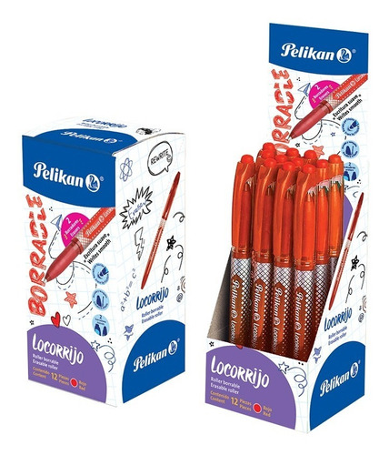Bolígrafo Roller Borrable Locorrijo (12 U) Color de la tinta Rojo