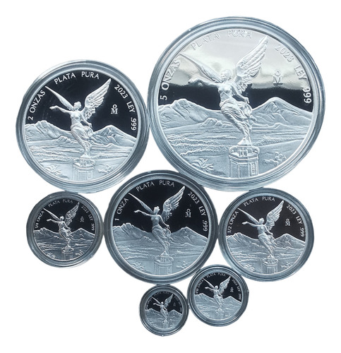 Set 7 Pzas Onza Libertad 2023 Plata Proof De 5 Onz A 1/20