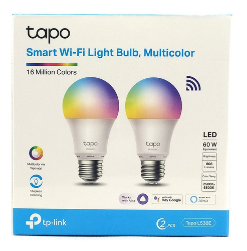 2 Foco Bombilla Luz Rgb Wifi Inteligente Tapo L530e Tp Link