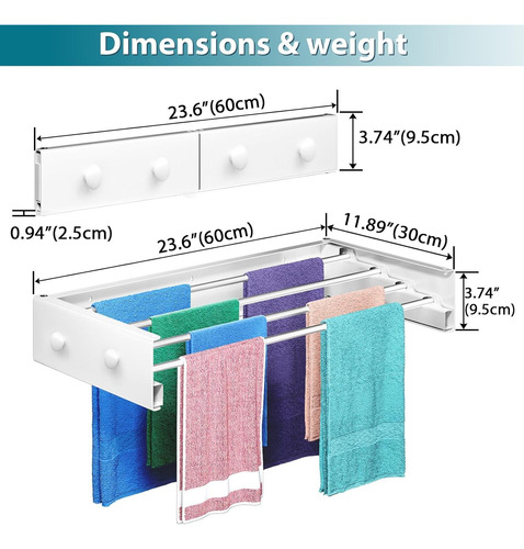 Estante Colgador De Ropa Extensible Pared Plegable Toallero