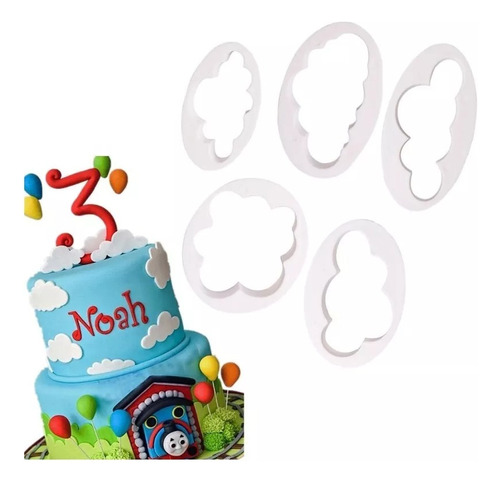 Molde Cortantes Nubes X5 Diferentes Reposteria Mamme Mart