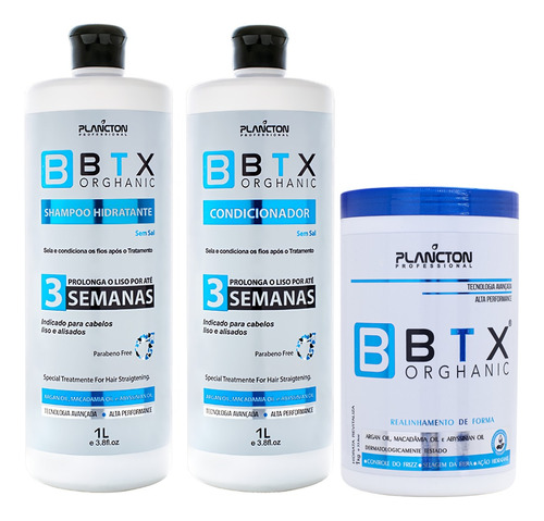 Kit Btx Orghanic Plancton Shampoo Condicionador Profissional