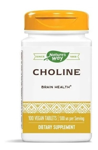 Colina Choline Natures Way 500mg 100 Tabletas Vegetarianas 