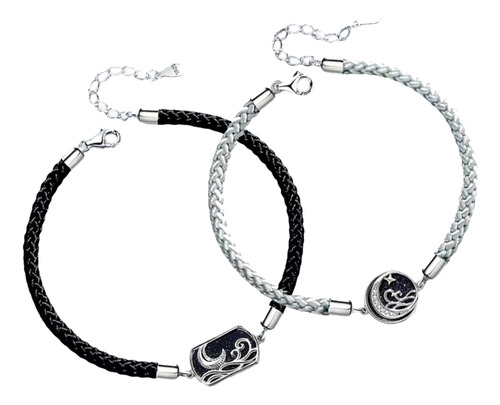 Pulseras Parejas Estrella Y Mar Plata 925 Regalos Unisex