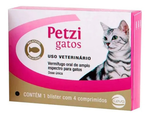 Vermífugo Petzi Gatos, 4 comprimidos, Ceva Giardia, lombriz intestinal