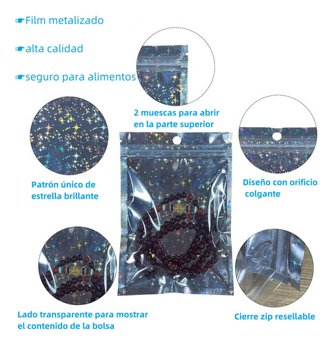 100 Bolsas De Plástico Tornasol Holográficas Reutilizables Plateado Bolsas De Plastico Boutique
