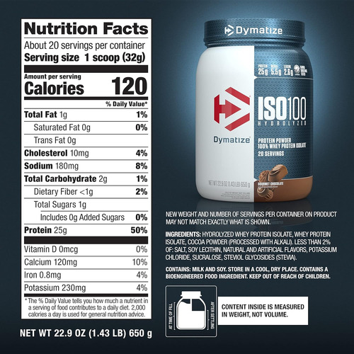 Dymatize Iso 100 Proteina Hidrolizada 20 Servicios