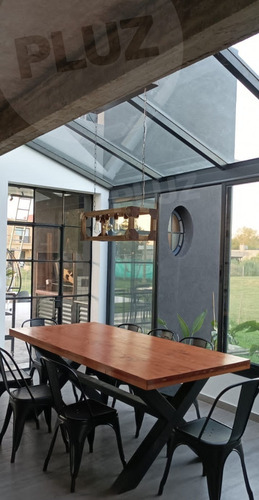 Colgante Industrial Nórdico 3 L Madera Chapa Remaches Óxido