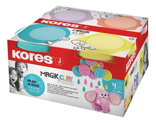 Foami Masa Moldeable Kores Magik Clay Set X4 Pzas