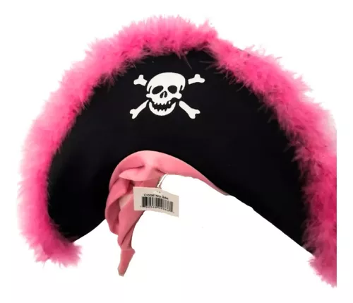 Sombrero Gorro Pirata Mujer Plumas Rosas Plush Rosa Disfraz