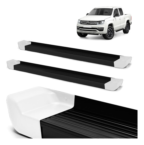 Par Estribo Novo Aluminio Preto Branco Amarok Cab Dupla 2014