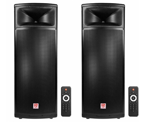 (2)rockville Bpa225 Dual 15  Powered 1500w Pro Dj Pa Speaker