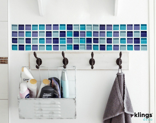 Imagen 1 de 4 de Vinilos Decorativos Azulejos Adhesivos Venecitas Azul