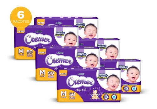 Imagem 1 de 5 de Kit Fralda Cremer Mega M 300 Unidades