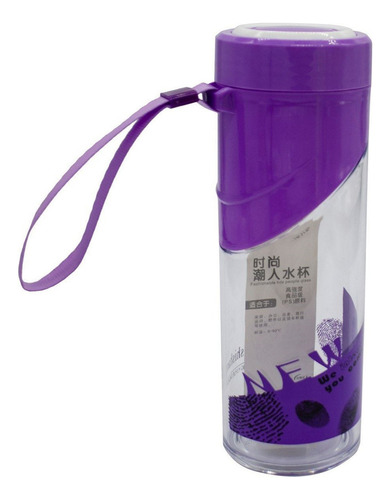 Botella De Agua Con Filtro Deportiva Caramañola Gym 600ml Color Violeta