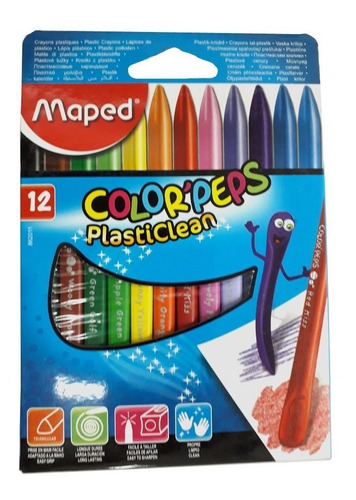 Crayones Maped De Plástico Triangular (862011) Delgado (x12)