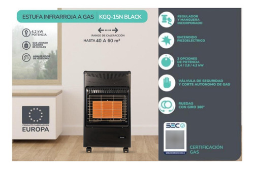 Estufa Infrarroja A Gas Calefaccion 15 Kilos Kgq-15n Kendal