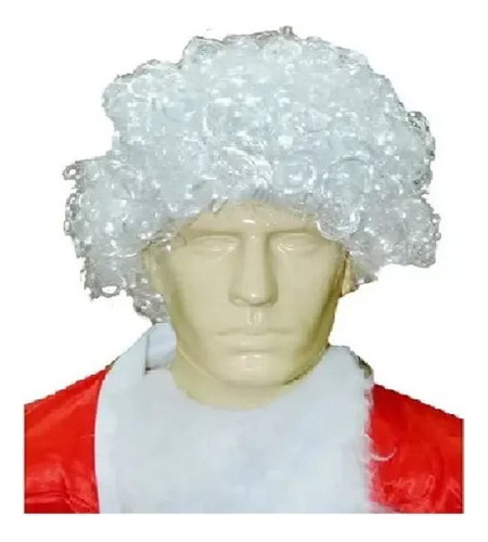 Peruca Branca Cacheada Cabelo Curto Papai Noel Tamanho Único Cor Branco