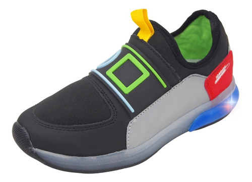 Tenis Luces Roddyck Niño 18-25 Tenis Gamer Color Negro