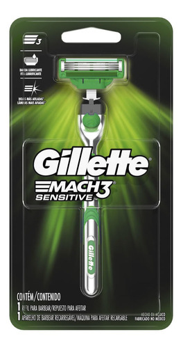 Máquina De Afeitar Gillette Mach3 Sensitive + 1 Cartucho