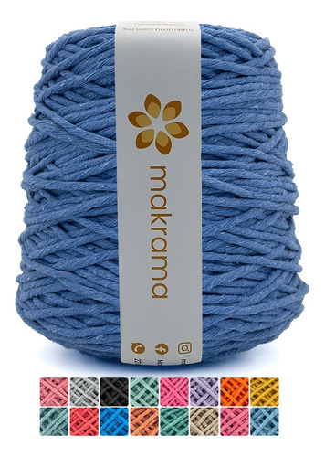 Makrama Cordón Algodón Macramé Hilaza 4mm Color Azúl Plumbago