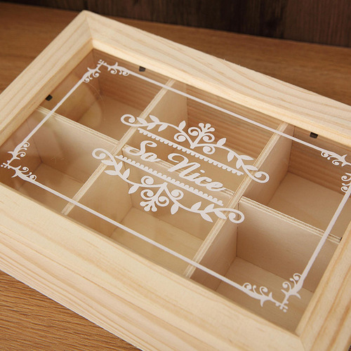 Caja De Té De Madera Con Ventana De Acrílico Transparente,