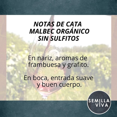 Imagen 2 de 10 de Vino Orgánico Malbec Familia Cecchin 6 X 750 Cc Sin Sulfitos