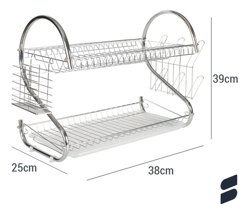 Stoik Escurridor Para Platos Cubiertos Fregadero 2 Niveles Color Plateado