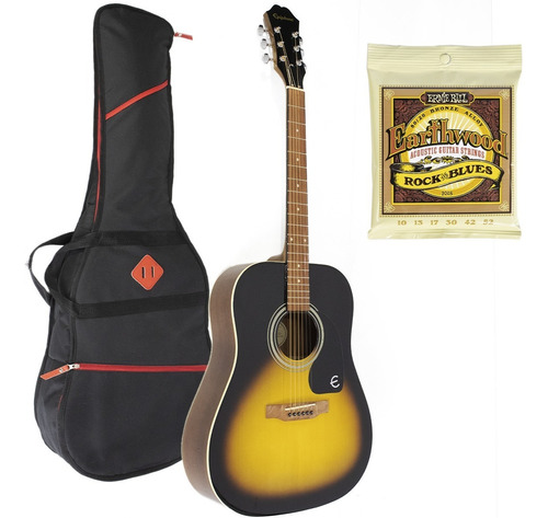 Kit Guitarra EpiPhone Dr100 Sun Con Funda Y Encordado Gratis