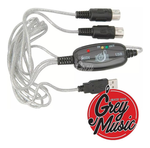 Cable Midi A Usb Teclado Piano Bateria Pc Mac Interface F 1