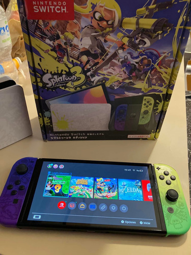 Nintendo Switch Oled Splatoon 3 64gb Degradado Ambar/azul Azul
