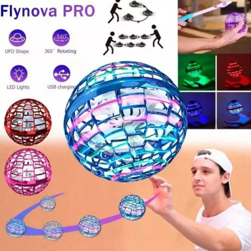 Spinner Esfera Pelota Voladora Con Luces Pila Recargable Azul