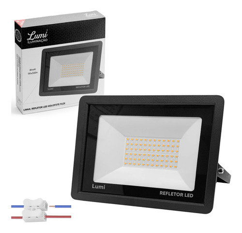 Kit 4 Refletor Holofote Led Smd 200w Branco Quente 3000k Ip67 Cor Da Carcaça Preta 127/220v Lumi
