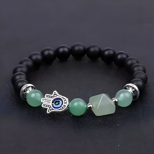 Pulsera Fatima Cuarzo Amatista Piramide Ojo Turco Chakras