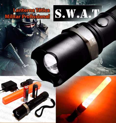 Lanterna Tática Militar Swat Police 1,5 Km Bastão Emergencia