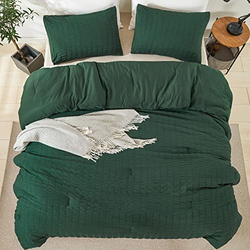 Juego De Edredón Verde Oscuro Cama Tamaño Completo (7...