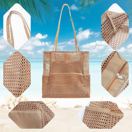 Beach Bag Mesh Beach Tote Large Bag For Women With Multiple