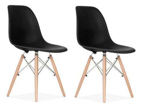 Silla De Comedor Eames Dsw Blanca Pack X2 + Estructura De La Silla Negra