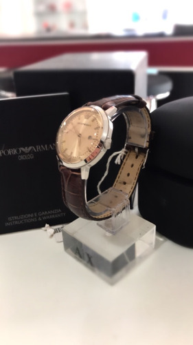 Relogio Emporio Armani Original Feminino Couro Marrom Fino